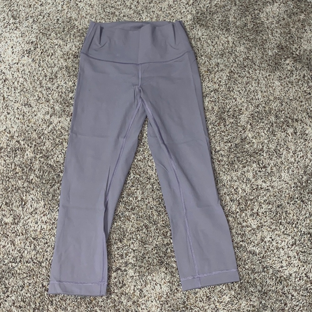 Lululemon capris leggings. size 4, light purple/greyish color.